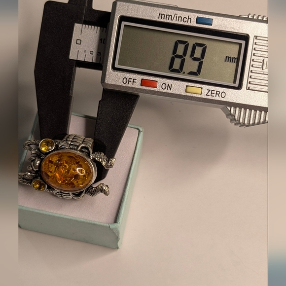 Handcrafted Boho Amber Beetle Statement Ring (8) - Picture 11 of 14